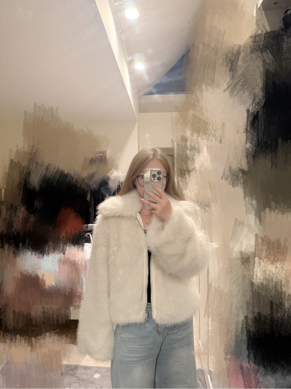 BY.DYLN Kallie Faux Fur Jacket Cream — NWT Size S (fits like M)